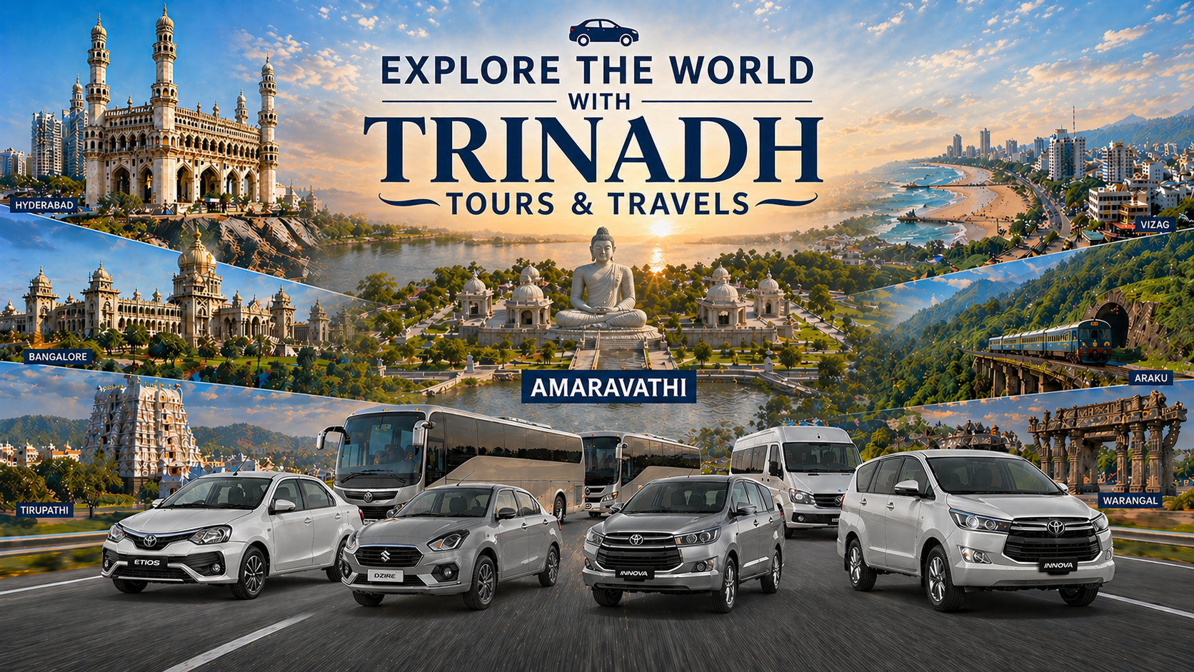 Trinadh Tours and Travels fleet banner