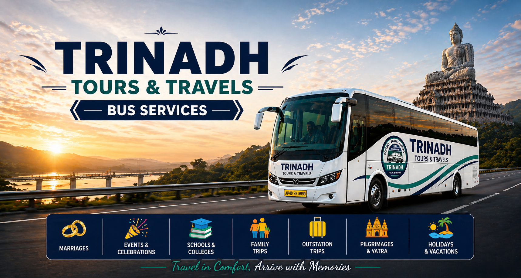 Trinadh Tours and Travels explore banner