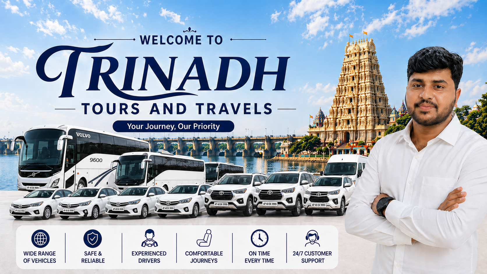 Trinadh Tours and Travels welcome banner